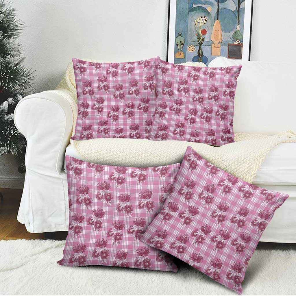 Pink Palaka Hawaii Pillow Cover Hawaiian Lehua Blossoms LT05 - Polynesian Pride
