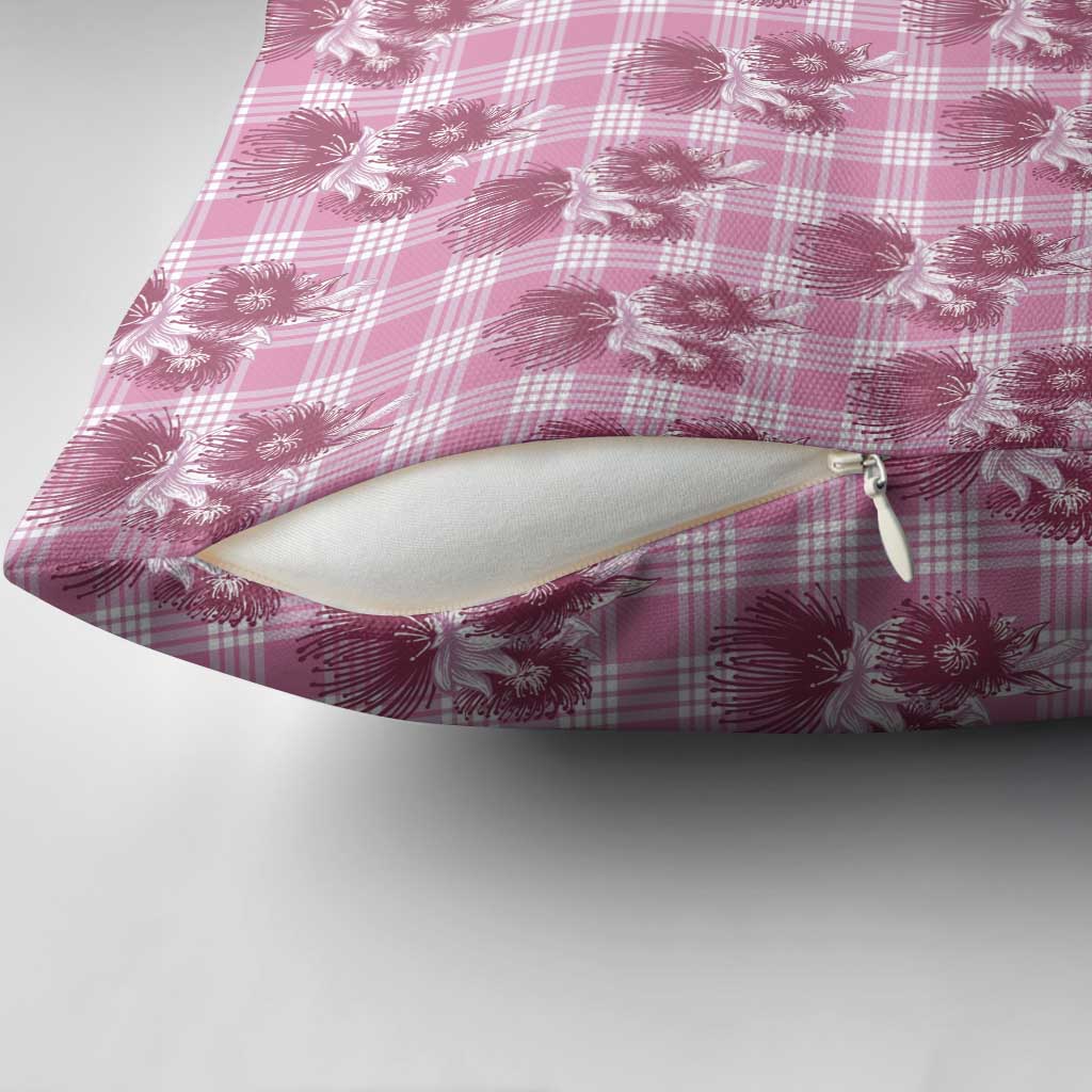 Pink Palaka Hawaii Pillow Cover Hawaiian Lehua Blossoms LT05 - Polynesian Pride