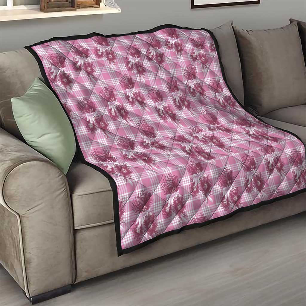 Pink Palaka Hawaii Quilt Hawaiian Lehua Blossoms LT05 - Polynesian Pride