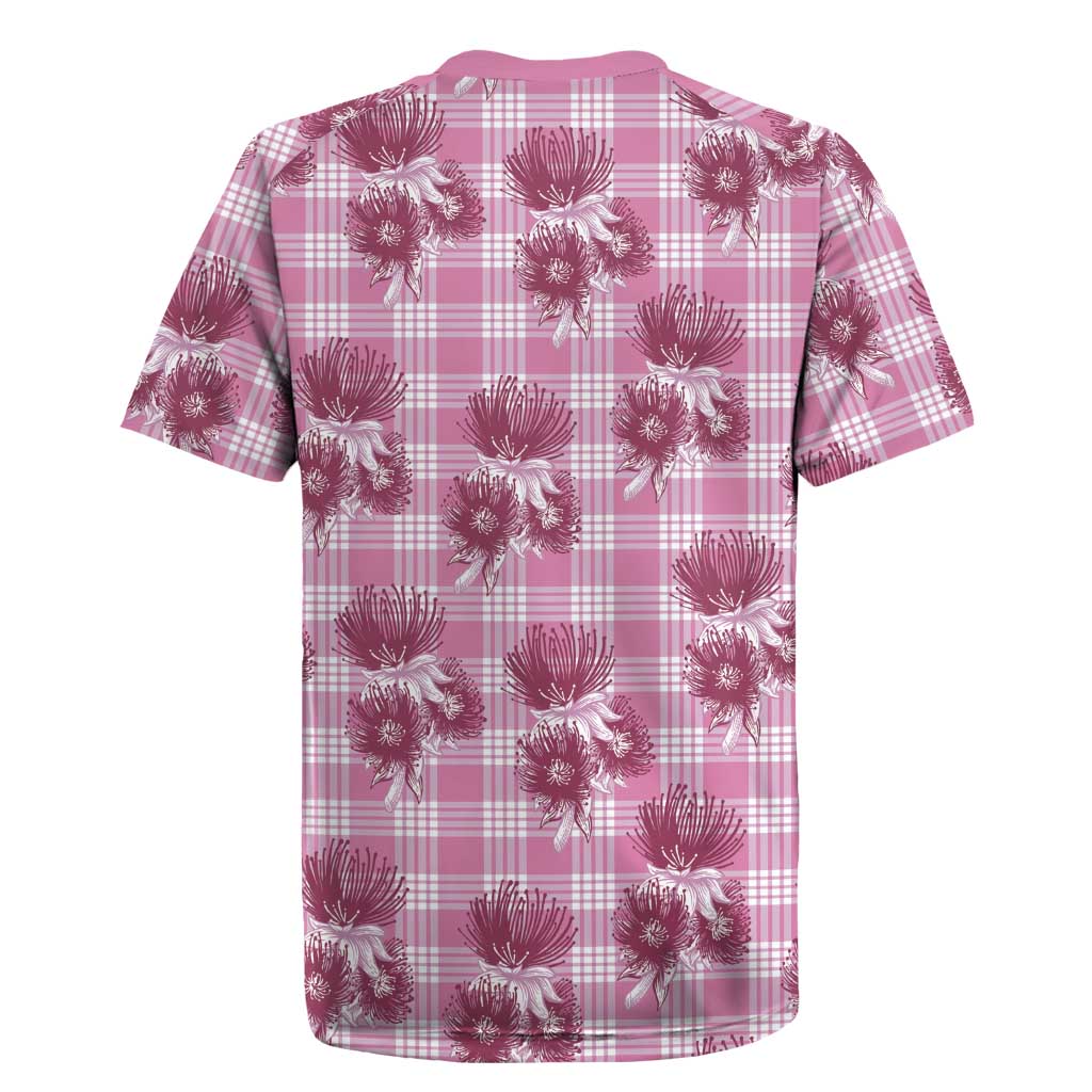 Pink Palaka Hawaii Rugby Jersey Hawaiian Lehua Blossoms LT05 - Polynesian Pride