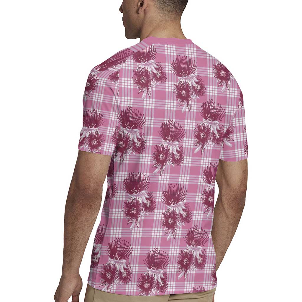 Pink Palaka Hawaii Rugby Jersey Hawaiian Lehua Blossoms LT05 - Polynesian Pride
