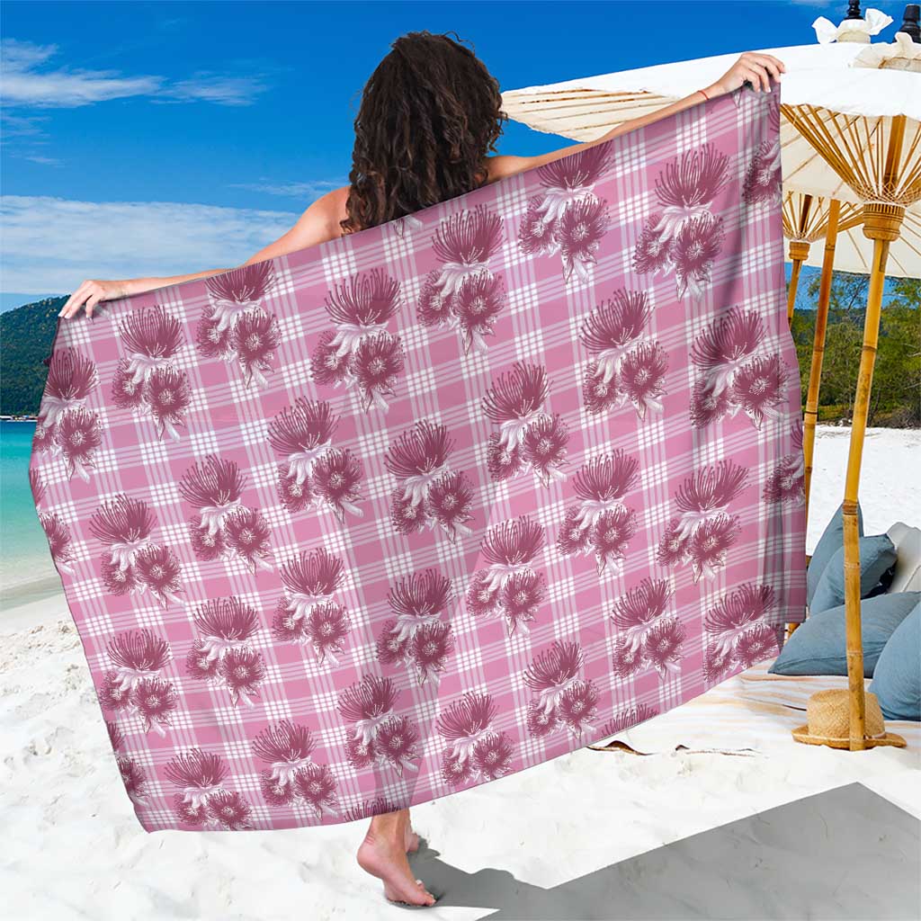 Pink Palaka Hawaii Sarong Hawaiian Lehua Blossoms LT05 One Size 44 x 66 inches Pink - Polynesian Pride