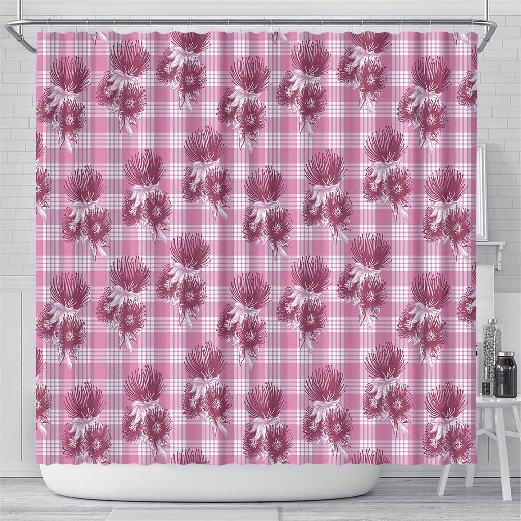 Pink Palaka Hawaii Shower Curtain Hawaiian Lehua Blossoms LT05 - Polynesian Pride