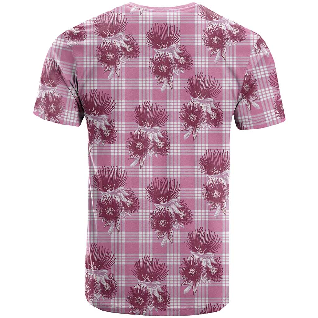 Pink Palaka Hawaii T Shirt Hawaiian Lehua Blossoms LT05 - Polynesian Pride