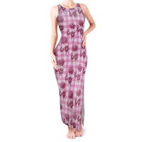 Pink Palaka Hawaii Tank Maxi Dress Hawaiian Lehua Blossoms LT05 Women Pink - Polynesian Pride