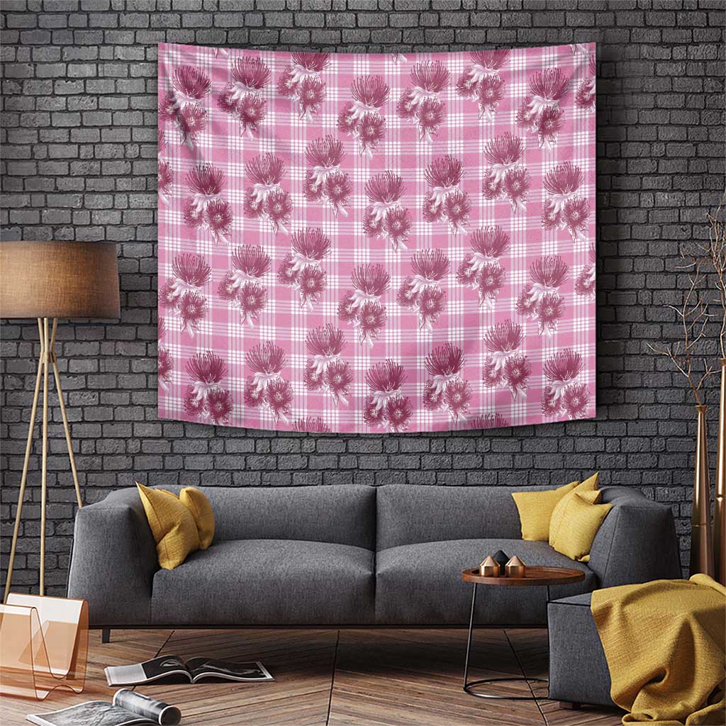 Pink Palaka Hawaii Tapestry Hawaiian Lehua Blossoms LT05 Pink - Polynesian Pride
