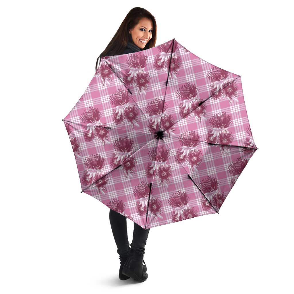 Pink Palaka Hawaii Umbrella Hawaiian Lehua Blossoms LT05 - Polynesian Pride