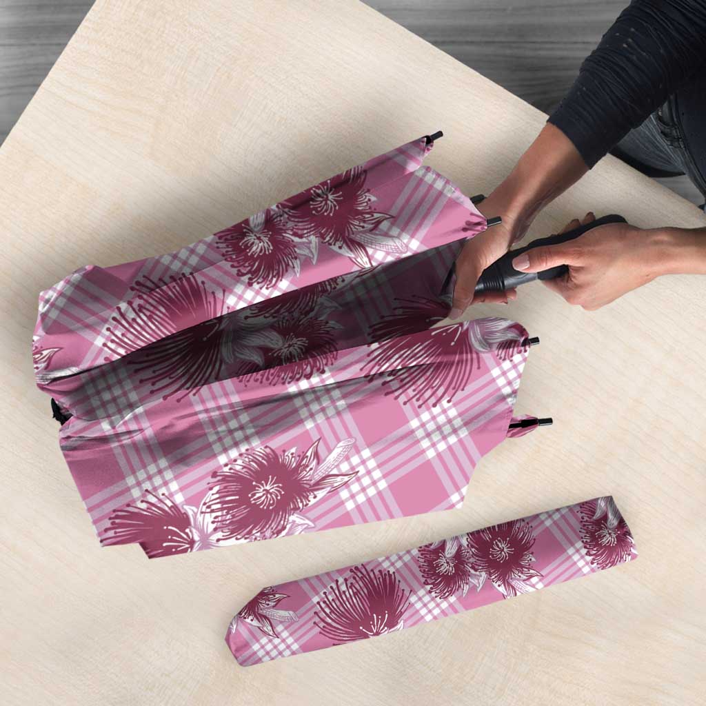Pink Palaka Hawaii Umbrella Hawaiian Lehua Blossoms LT05 - Polynesian Pride