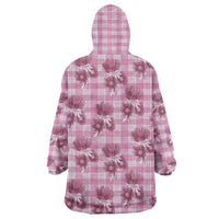 Pink Palaka Hawaii Wearable Blanket Hoodie Hawaiian Lehua Blossoms LT05 - Polynesian Pride
