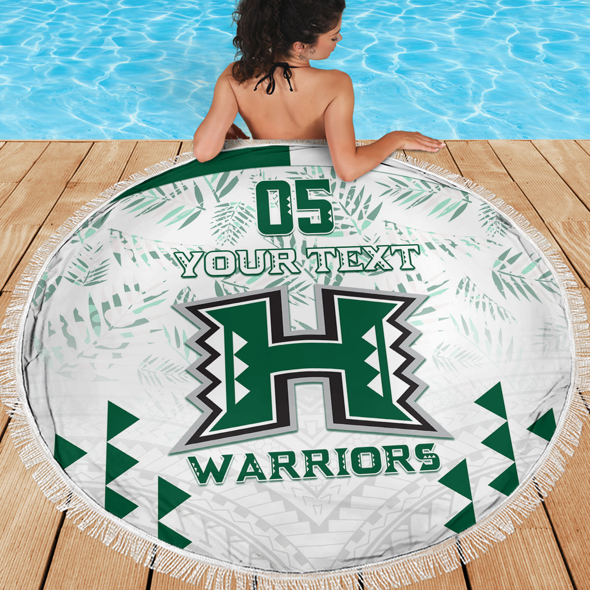 Custom Hawaii Football Beach Blanket Rainbow Warriors Kakau Pattern LT05 - Polynesian Pride