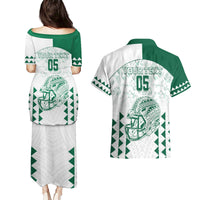 Custom Hawaii Football Couples Matching Puletasi and Hawaiian Shirt Rainbow Warriors Kakau Pattern LT05 - Polynesian Pride