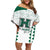 Custom Hawaii Football Family Matching Off Shoulder Short Dress and Hawaiian Shirt Rainbow Warriors Kakau Pattern LT05 Mom's Dress White - Polynesian Pride