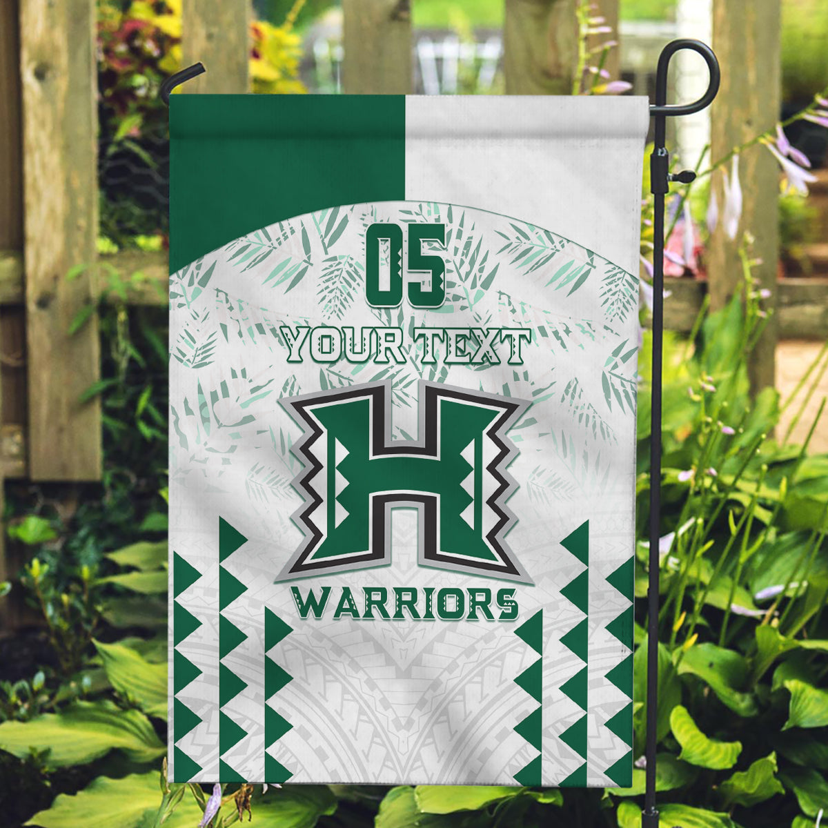 Custom Hawaii Football Garden Flag Rainbow Warriors Kakau Pattern LT05 Garden Flag White - Polynesian Pride