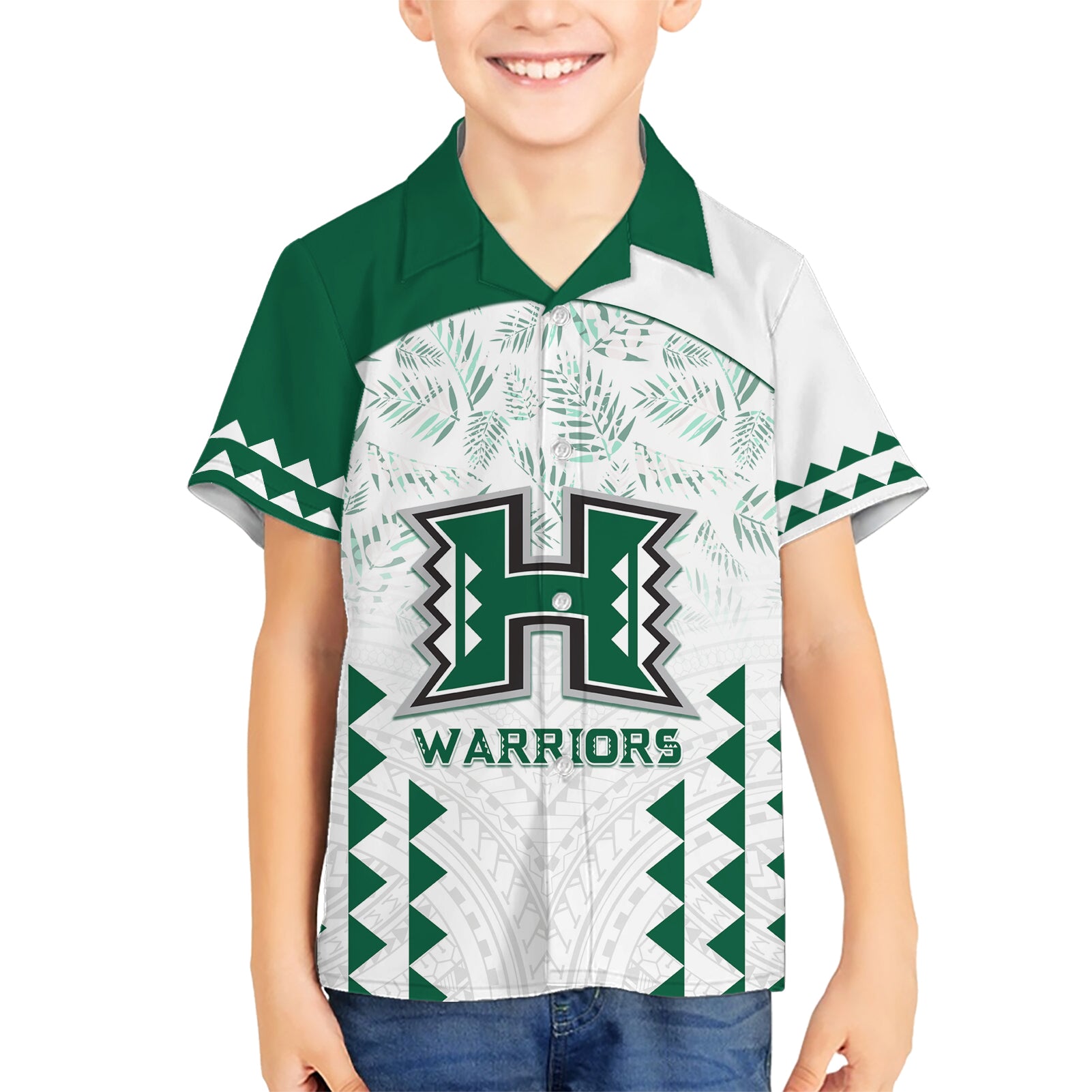 Custom Hawaii Football Kid Hawaiian Shirt Rainbow Warriors Kakau Pattern LT05 Kid White - Polynesian Pride