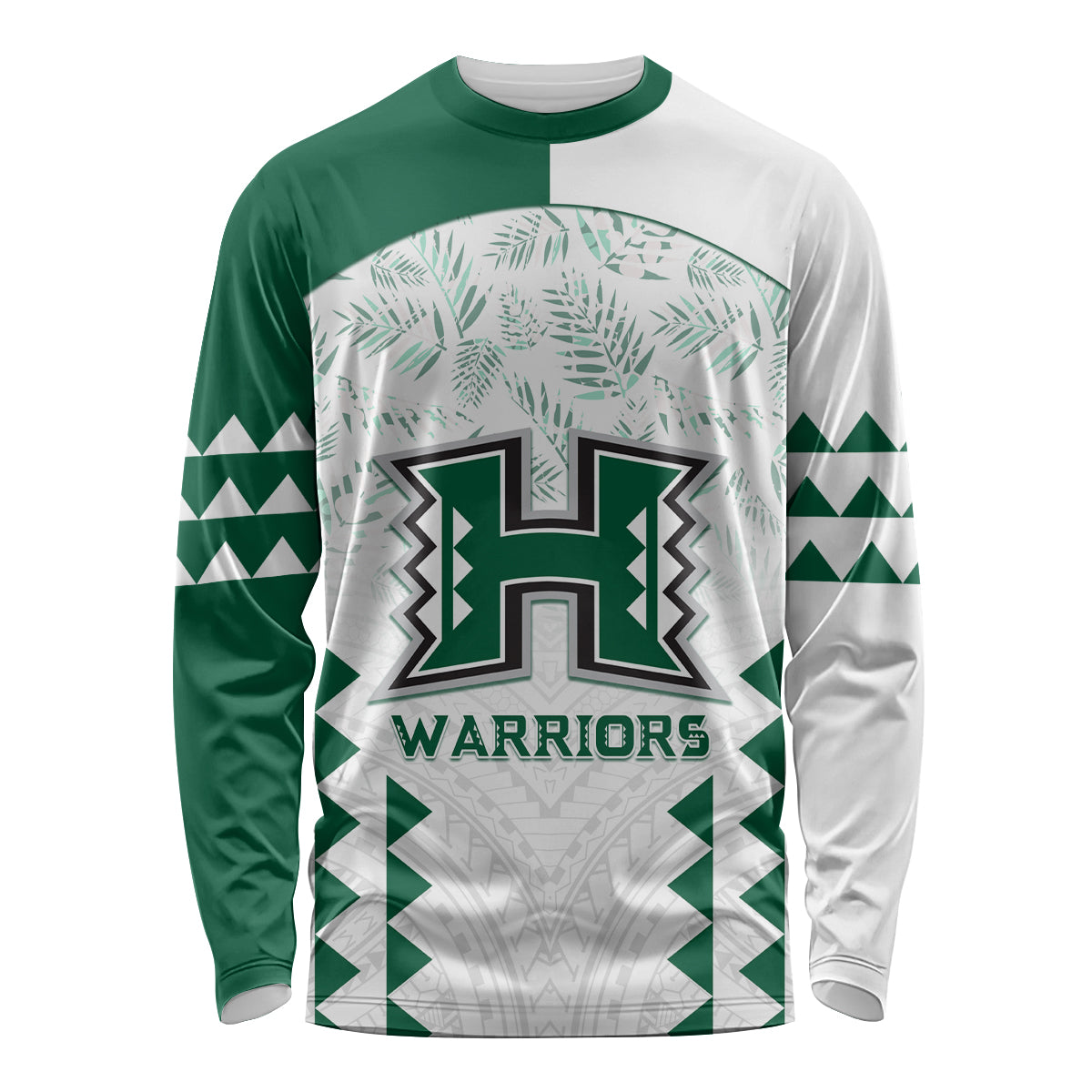 Custom Hawaii Football Long Sleeve Shirt Rainbow Warriors Kakau Pattern LT05 Unisex White - Polynesian Pride