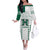 Custom Hawaii Football Off The Shoulder Long Sleeve Dress Rainbow Warriors Kakau Pattern LT05 Women White - Polynesian Pride