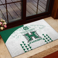 Custom Hawaii Football Rubber Doormat Rainbow Warriors Kakau Pattern LT05 - Polynesian Pride