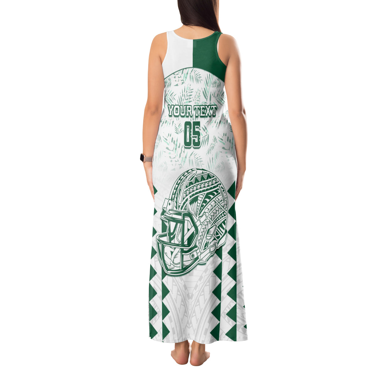 Custom Hawaii Football Tank Maxi Dress Rainbow Warriors Kakau Pattern LT05 - Polynesian Pride