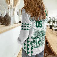 Custom Hawaii Football Women Casual Shirt Rainbow Warriors Kakau Pattern LT05 - Polynesian Pride