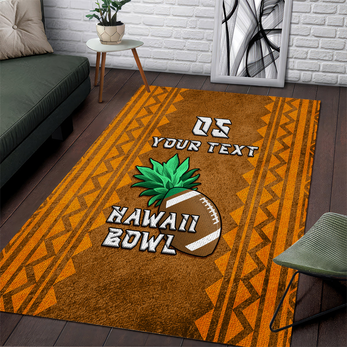 Custom Hawaii Honolulu Football Bowl Area Rug Simple Style LT05 Brown - Polynesian Pride