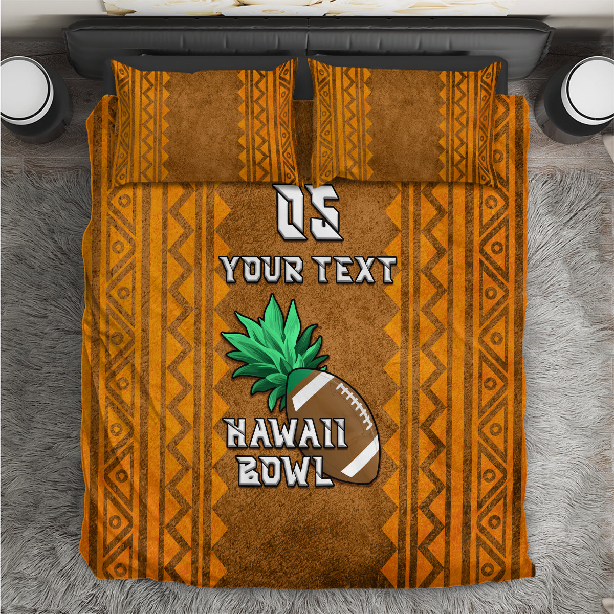 Custom Hawaii Honolulu Football Bowl Bedding Set Simple Style LT05 Brown - Polynesian Pride