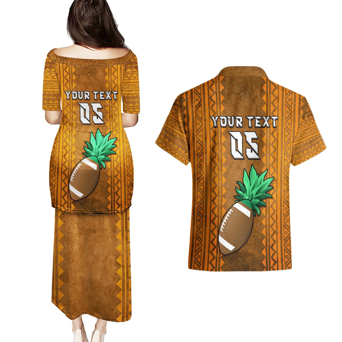 Custom Hawaii Honolulu Football Bowl Couples Matching Puletasi and Hawaiian Shirt Simple Style LT05 - Polynesian Pride