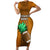 Custom Hawaii Honolulu Football Bowl Family Matching Short Sleeve Bodycon Dress and Hawaiian Shirt Simple Style LT05 Mom's Dress Brown - Polynesian Pride