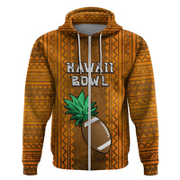 Custom Hawaii Honolulu Football Bowl Hoodie Simple Style LT05 Zip Hoodie Brown - Polynesian Pride