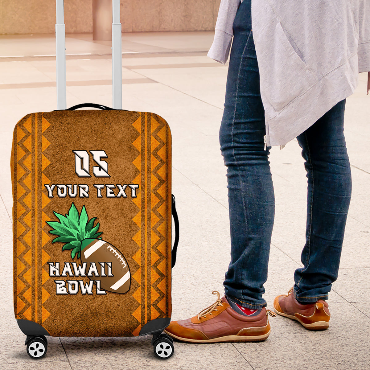 Custom Hawaii Honolulu Football Bowl Luggage Cover Simple Style LT05 Brown - Polynesian Pride