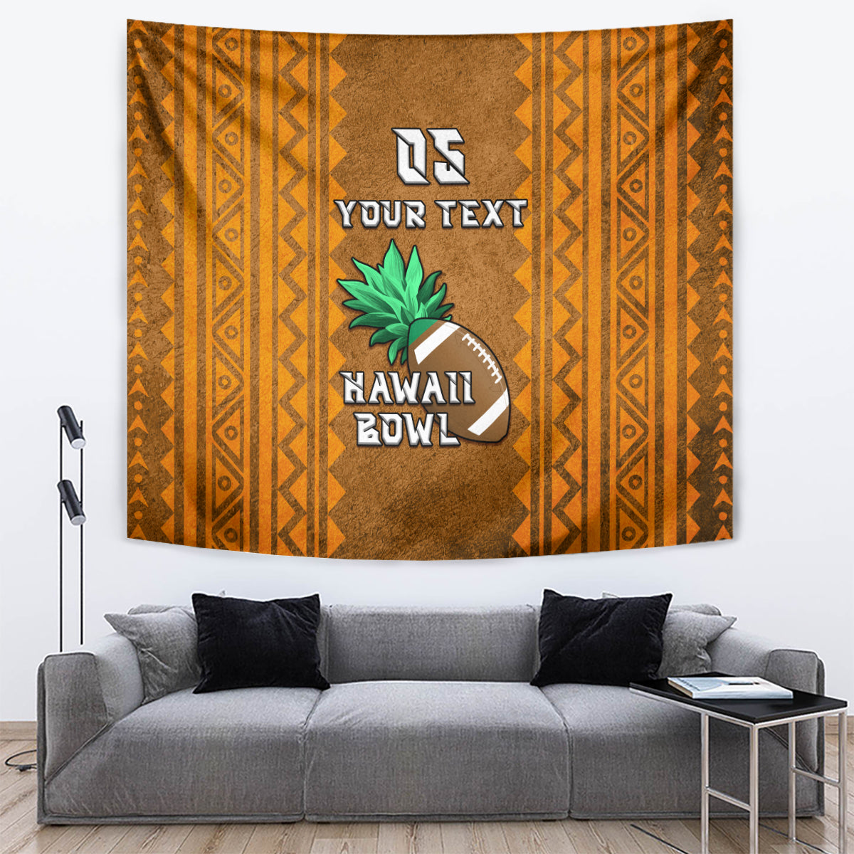 Custom Hawaii Honolulu Football Bowl Tapestry Simple Style LT05 Brown - Polynesian Pride