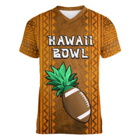 Custom Hawaii Honolulu Football Bowl Women V Neck T Shirt Simple Style LT05 Female Brown - Polynesian Pride