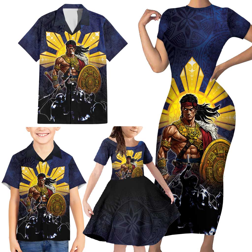 Philippines The First Hero Family Matching Short Sleeve Bodycon Dress and Hawaiian Shirt Lapu Lapu Know Your Roots
