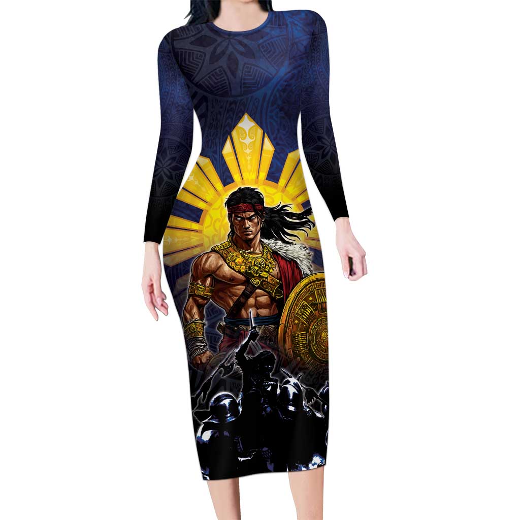 Philippines The First Hero Long Sleeve Bodycon Dress Lapu Lapu Know Your Roots