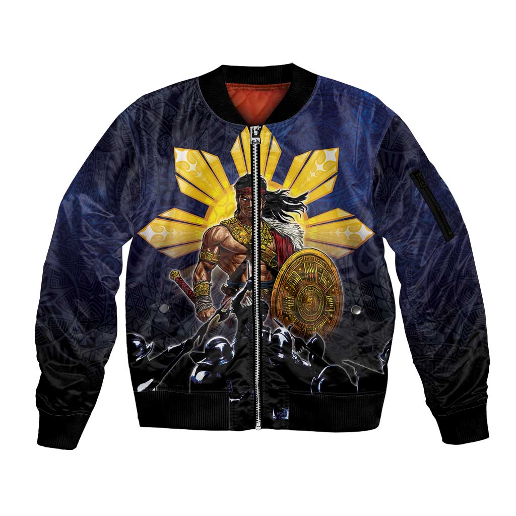 Philippines The First Hero Sleeve Zip Bomber Jacket Lapu Lapu Know Your Roots