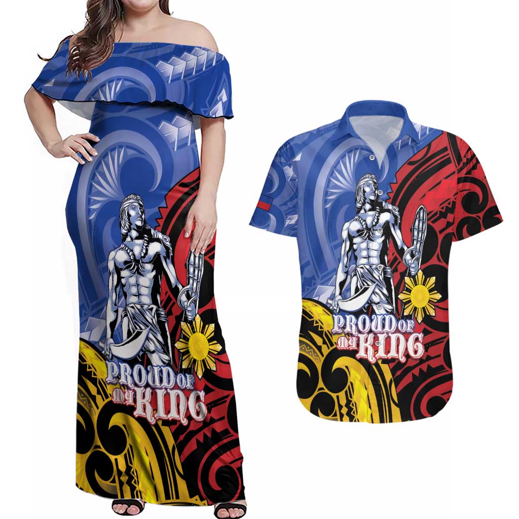 Philippines Lapu-Lapu Couples Matching Off Shoulder Maxi Dress and Hawaiian Shirt Proud Of My King