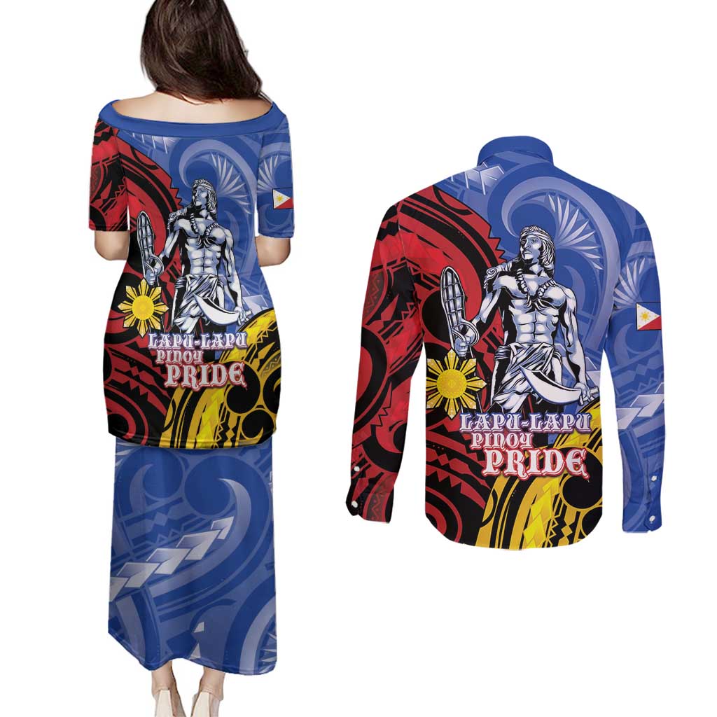 Philippines Lapu-Lapu Couples Matching Puletasi and Long Sleeve Button Shirt Proud Of My King