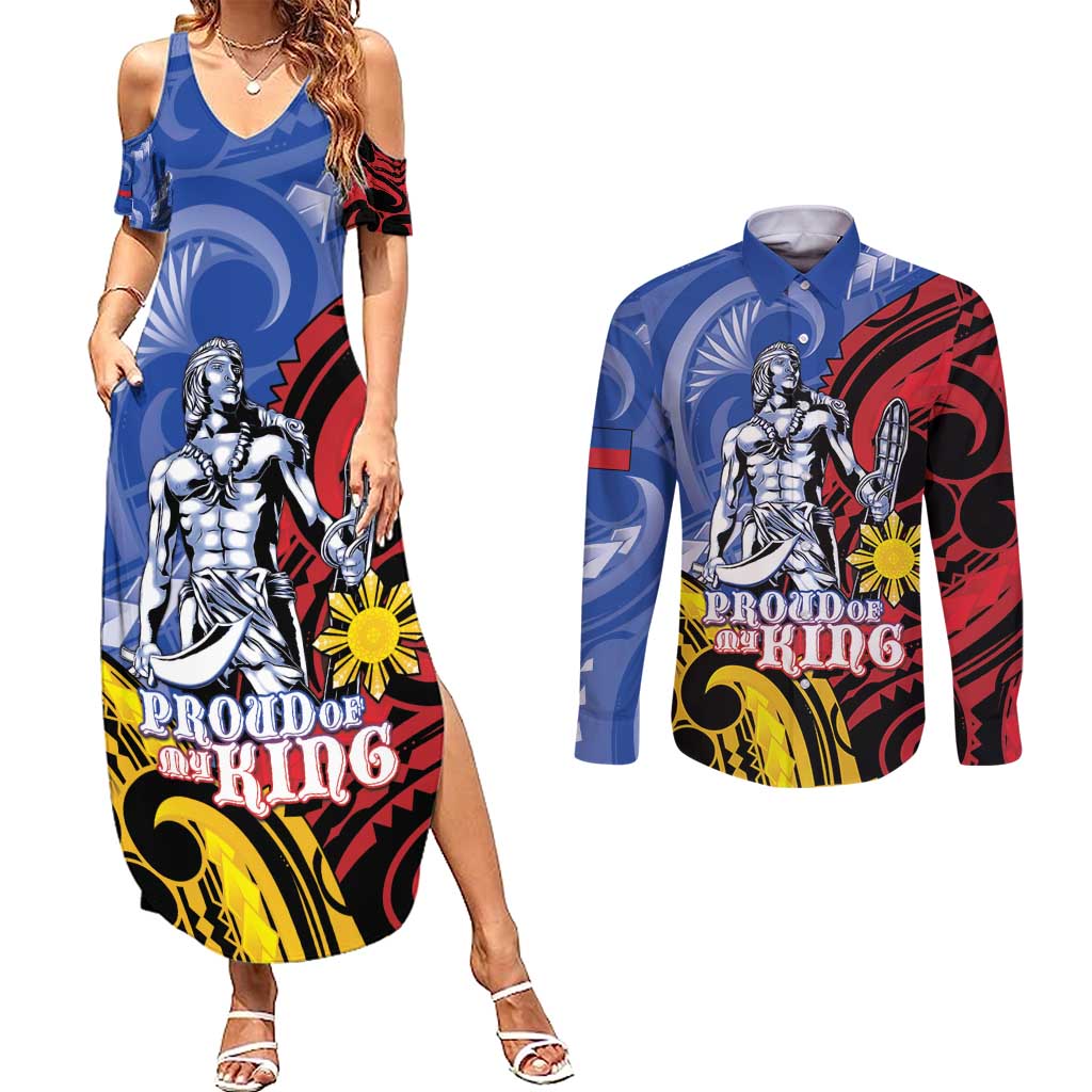 Philippines Lapu-Lapu Couples Matching Summer Maxi Dress and Long Sleeve Button Shirt Proud Of My King