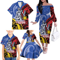 Philippines Lapu-Lapu Family Matching Off The Shoulder Long Sleeve Dress and Hawaiian Shirt Proud Of My King