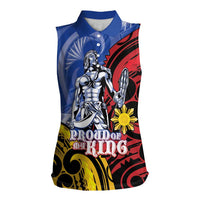 Philippines Lapu-Lapu Women Sleeveless Polo Shirt Proud Of My King LT05 Female Blue - Polynesian Pride