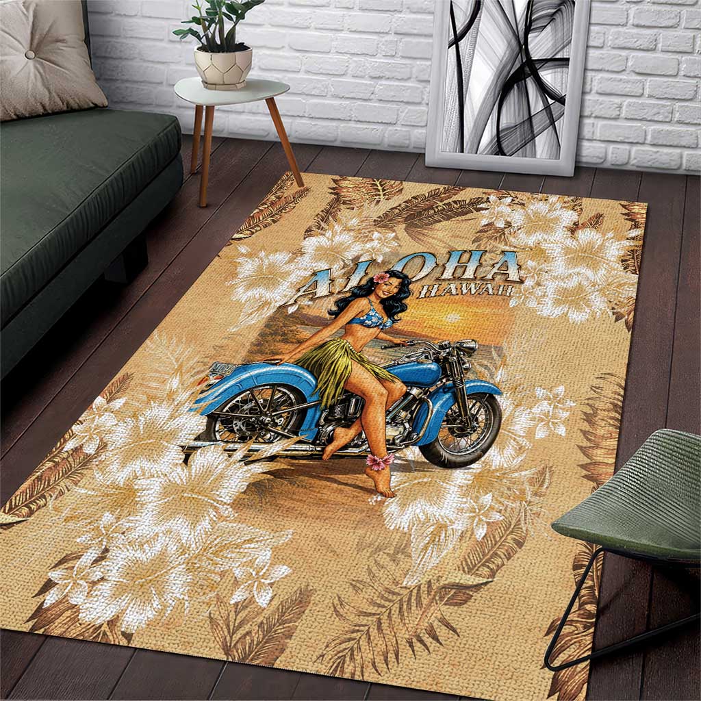 Aloha Hawaii Biker Area Rug Ride To Paradise