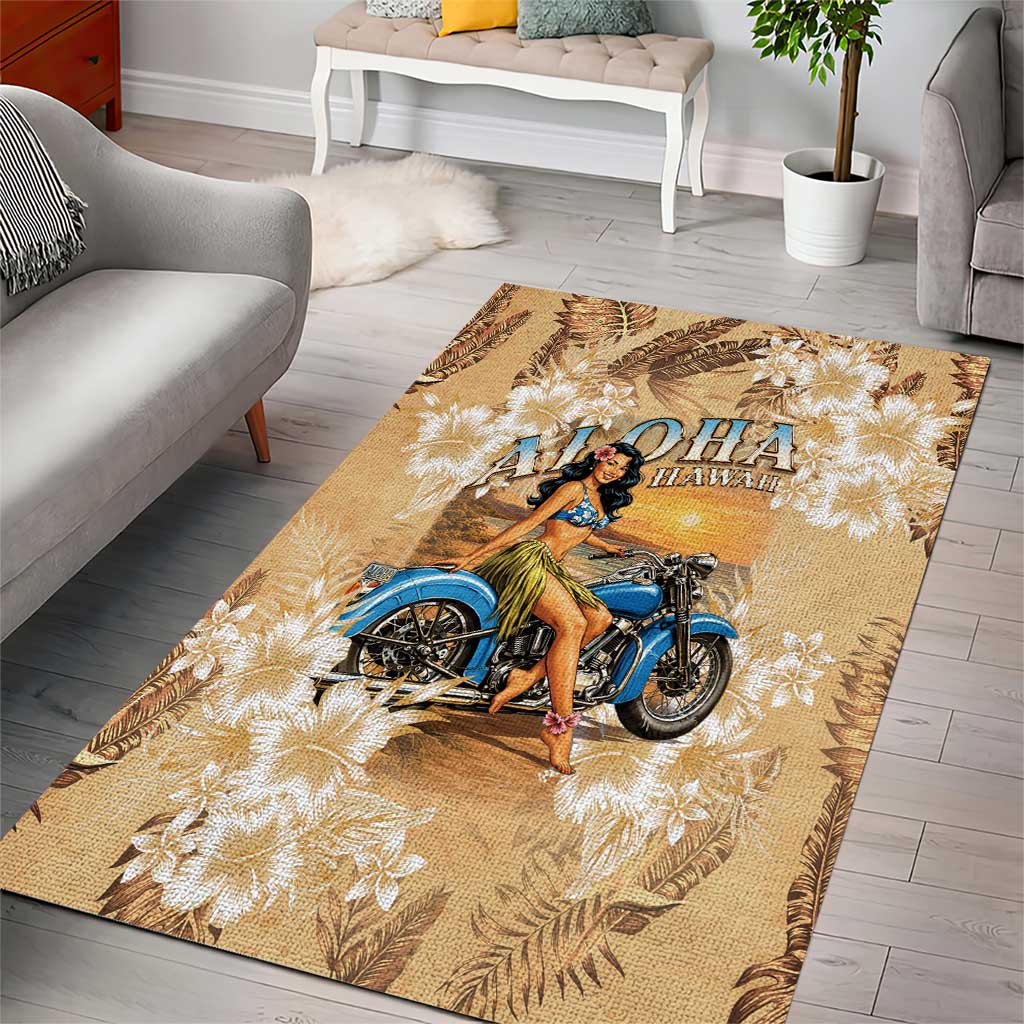 Aloha Hawaii Biker Area Rug Ride To Paradise
