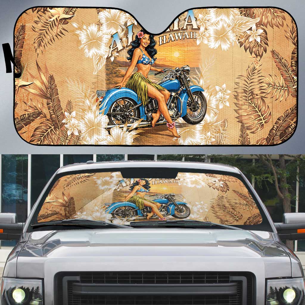 Aloha Hawaii Biker Auto Sun Shade Ride To Paradise LT05 Beige - Polynesian Pride
