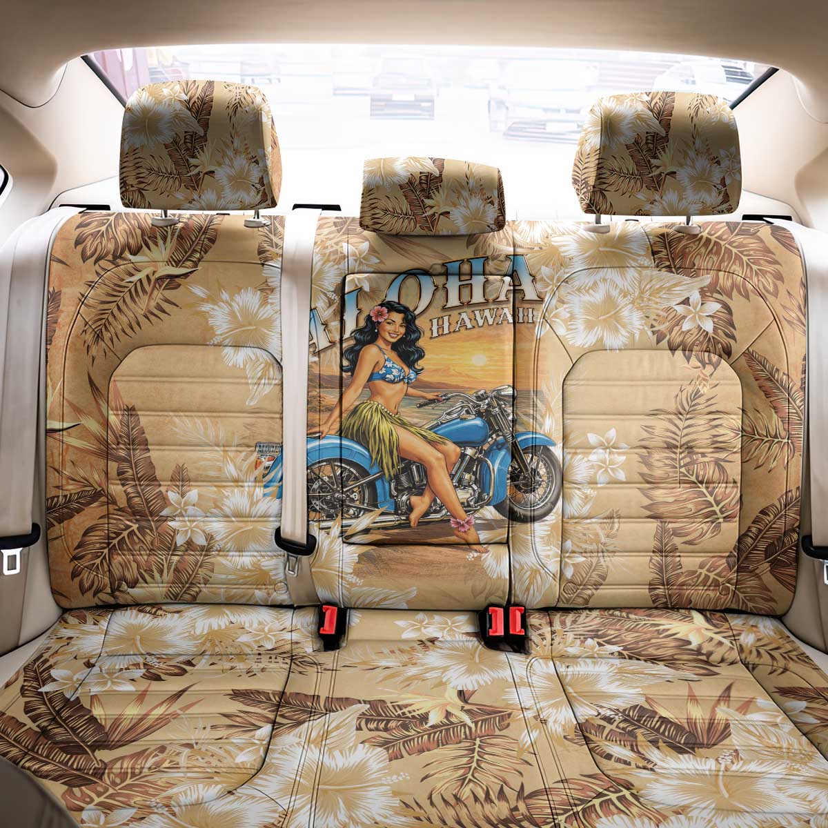 Aloha Hawaii Biker Back Car Seat Cover Ride To Paradise LT05 - Polynesian Pride