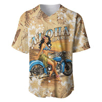 Aloha Hawaii Biker Baseball Jersey Ride To Paradise LT05 Beige - Polynesian Pride