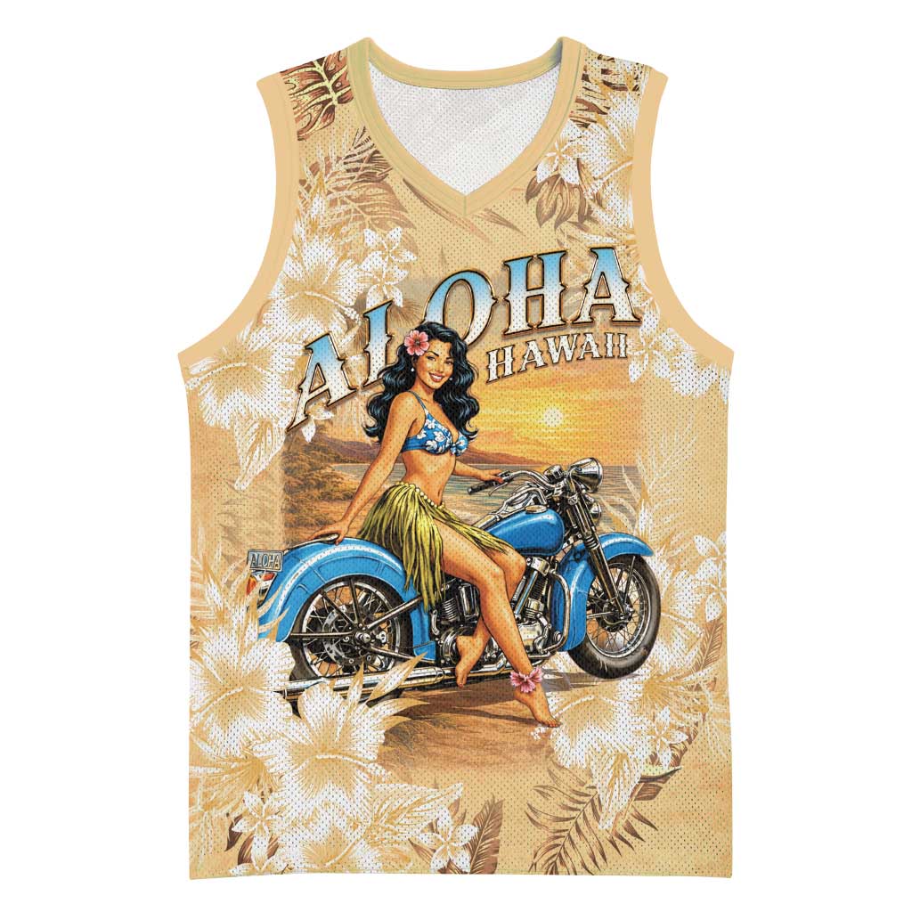 Aloha Hawaii Biker Basketball Jersey Ride To Paradise LT05 Unisex Beige - Polynesian Pride