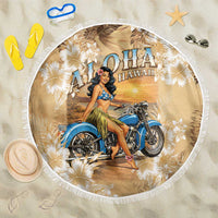 Aloha Hawaii Biker Beach Blanket Ride To Paradise LT05 One Size 150cm Beige - Polynesian Pride