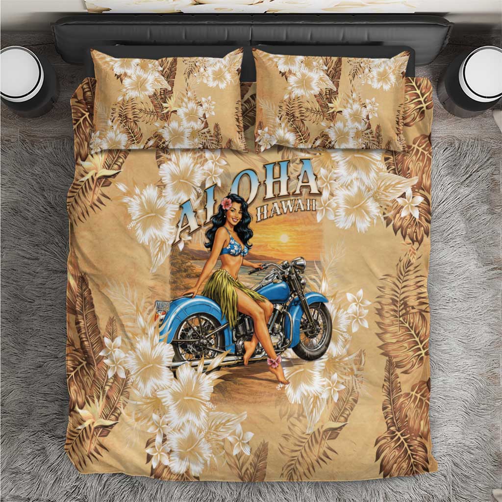 Aloha Hawaii Biker Bedding Set Ride To Paradise LT05 Beige - Polynesian Pride