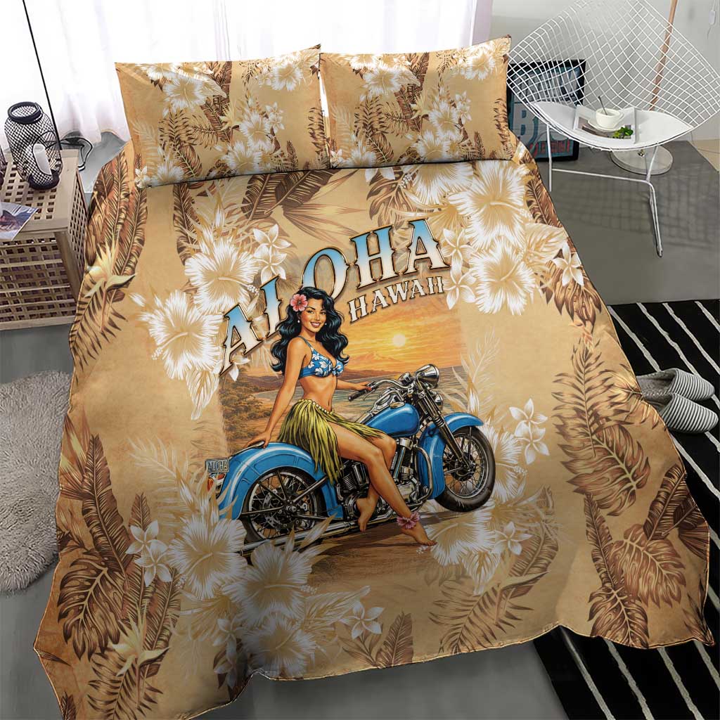 Aloha Hawaii Biker Bedding Set Ride To Paradise