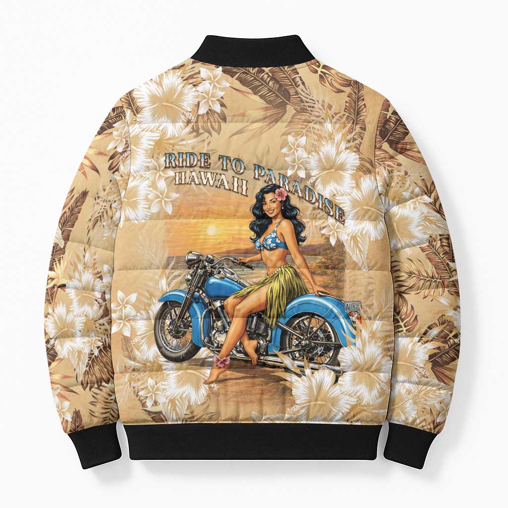 Aloha Hawaii Biker Bomber Puffer Jacket Ride To Paradise LT05 - Polynesian Pride