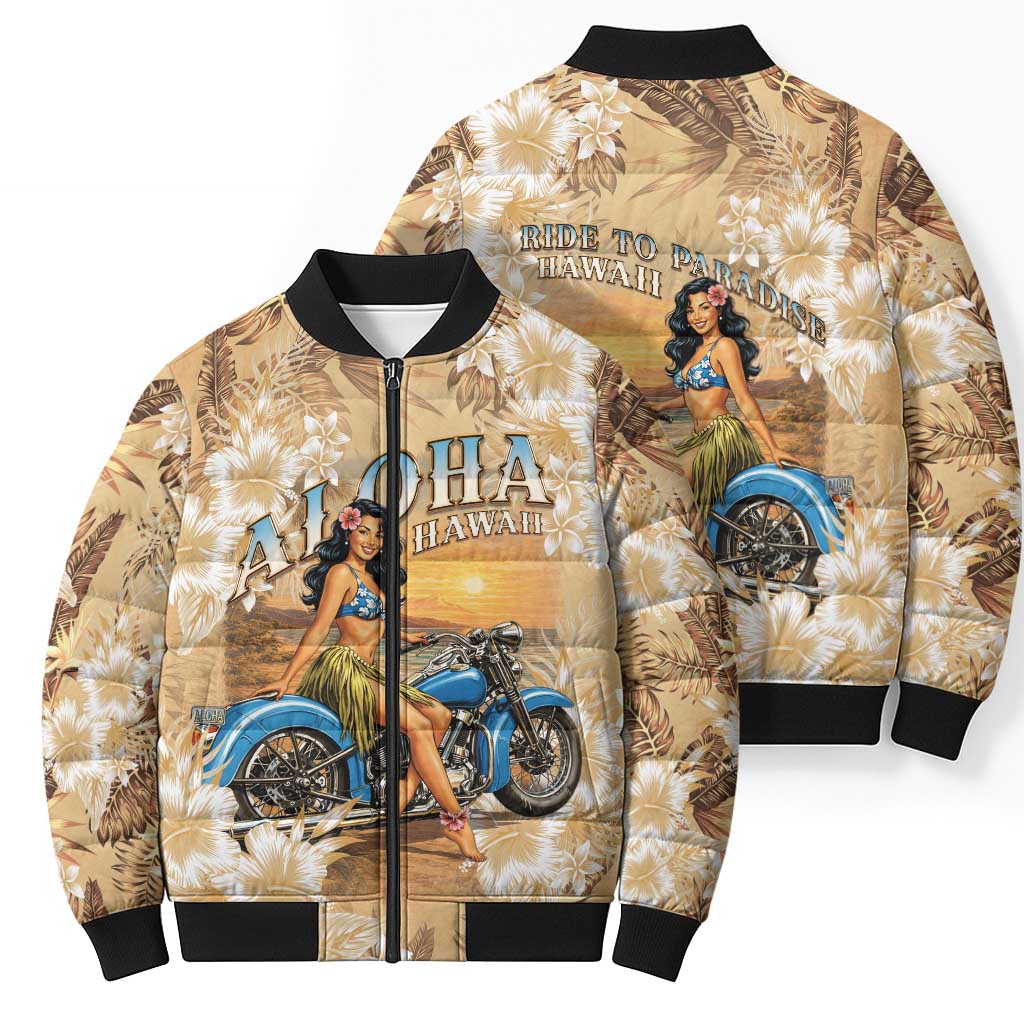 Aloha Hawaii Biker Bomber Puffer Jacket Ride To Paradise LT05 - Polynesian Pride